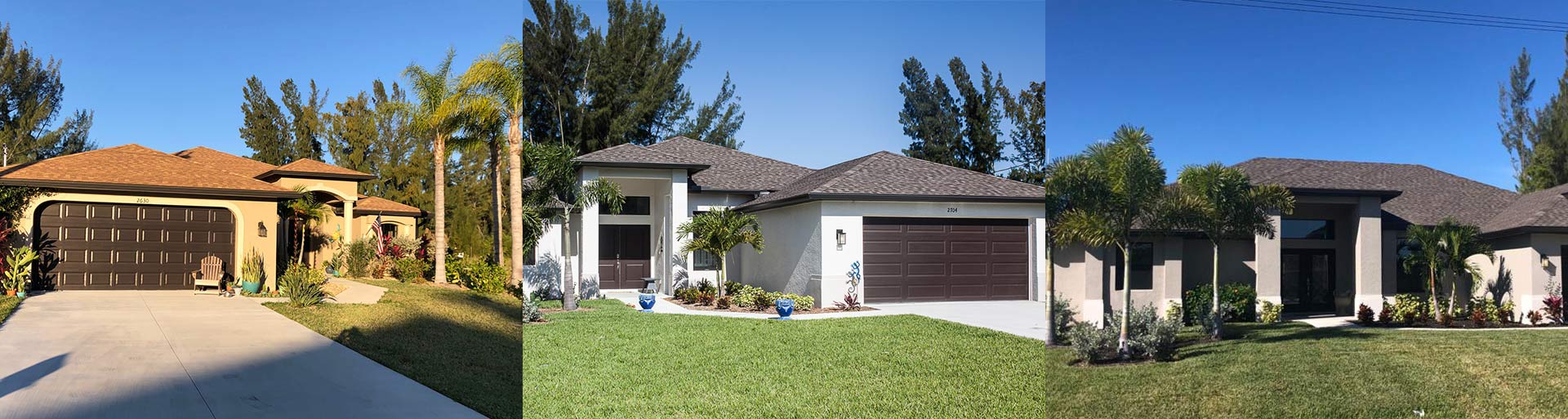 Drei Ferienhäuser nebeneinander in Cape Coral